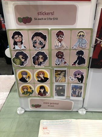 half booth day 2 stickers