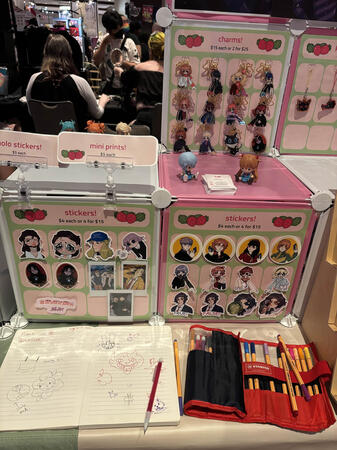 stickers charms and sketchbook